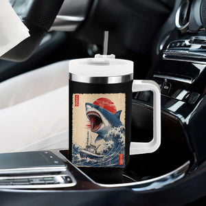 Megalodon Shark Japanese Vintage Graphic Ukiyo e Art Tumbler With Handle TS11 Print Your Wear