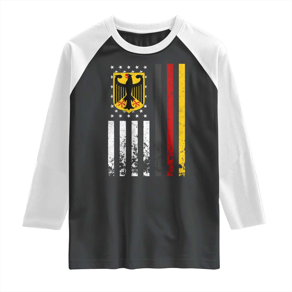 Patriotic Bundesadler Vintage German American Flag Raglan Shirt Germany Heritage Pride TS11 Black White Print Your Wear