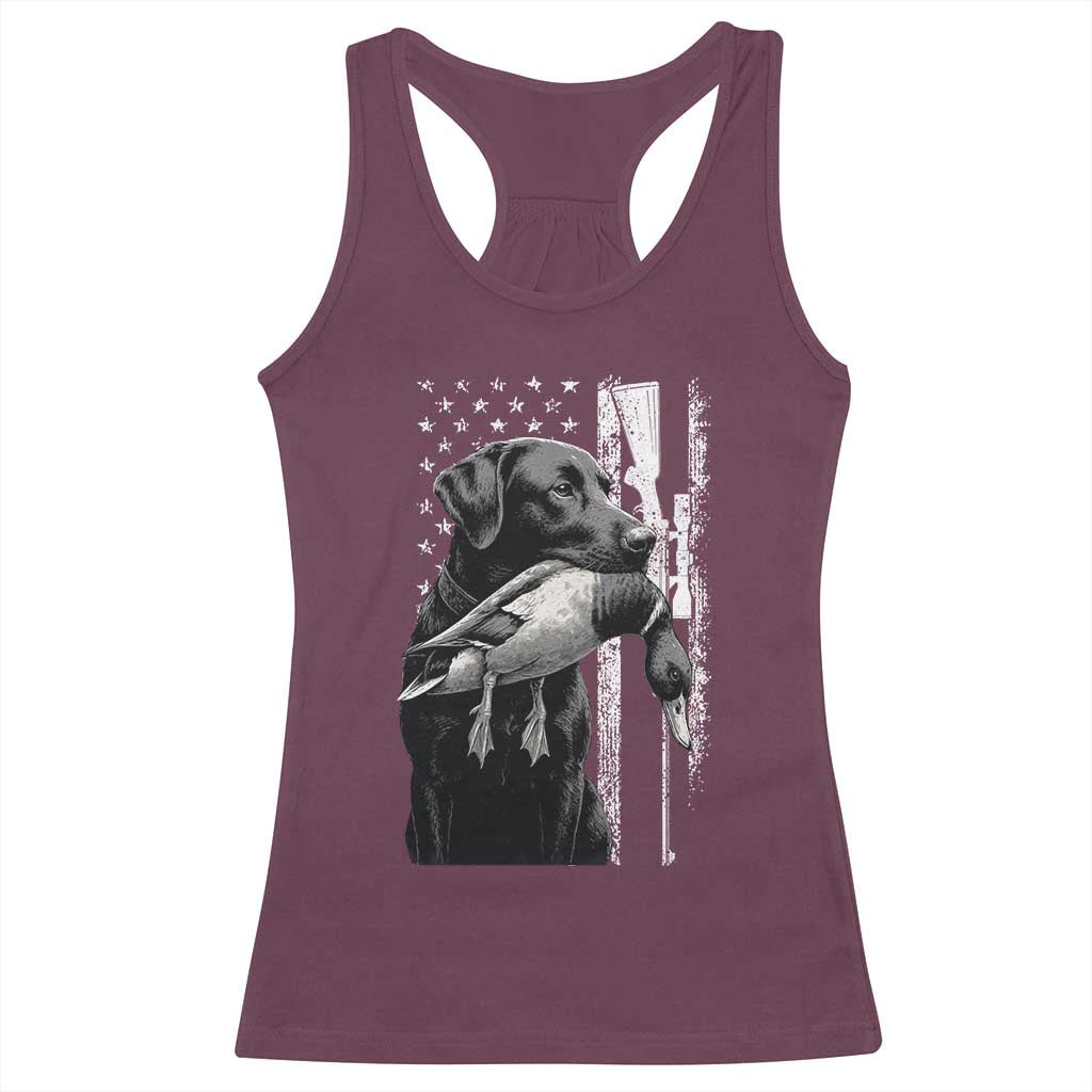 Duck Hunting Dog Back Lab Vintage American Flag Racerback Tank Top TS11 Maroon Print Your Wear
