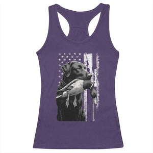 Duck Hunting Dog Back Lab Vintage American Flag Racerback Tank Top TS11 Purple Print Your Wear