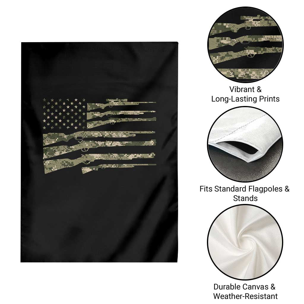 Hunting Guns Vintage Camo American Flag Garden Flag TS11 Print Your Wear