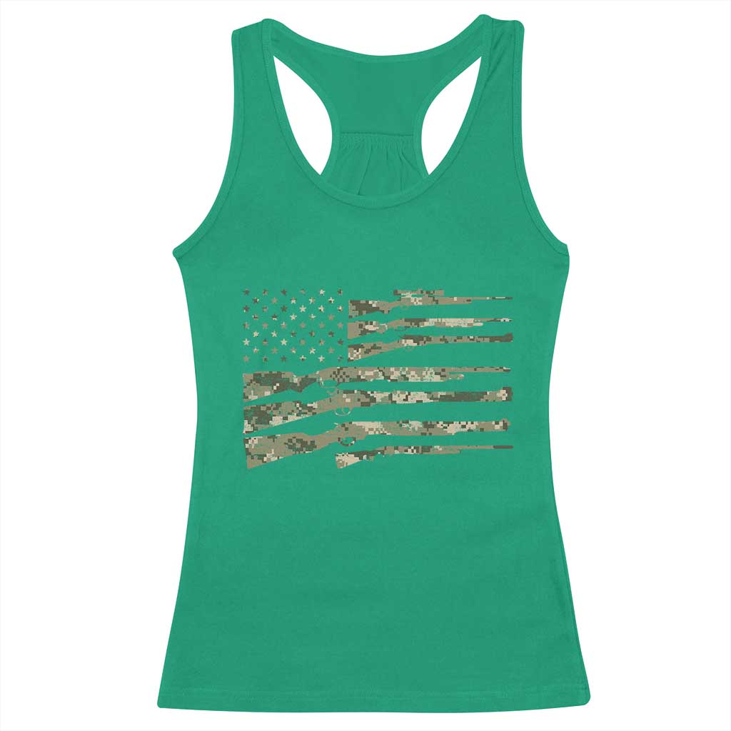 Hunting Guns Vintage Camo American Flag Racerback Tank Top TS11 Irish Green Print Your Wear