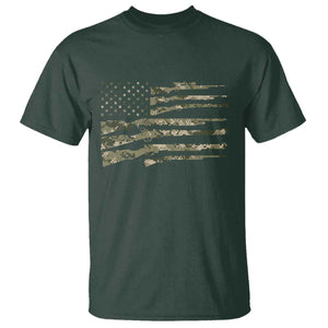 Hunting Guns Vintage Camo American Flag T Shirt TS11 Dark Forest Green Print Your Wear