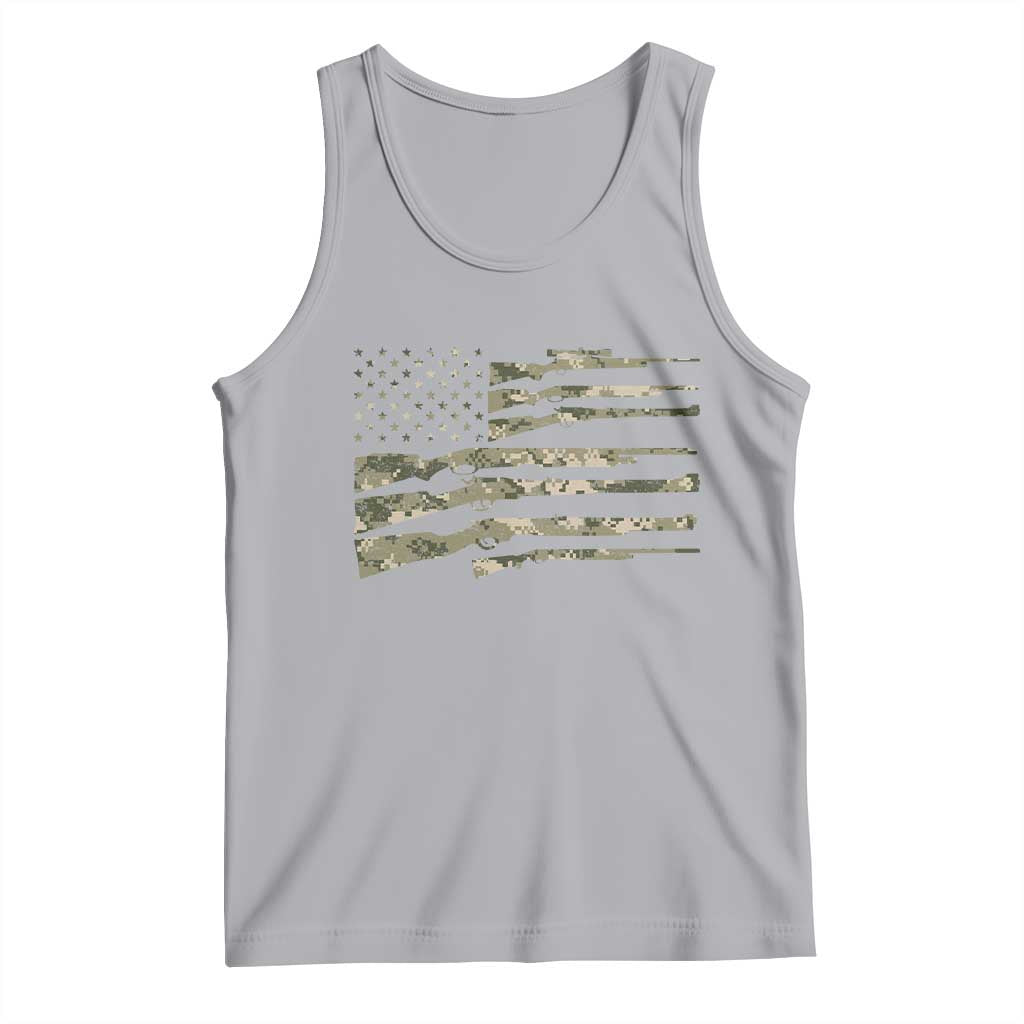 Hunting Guns Vintage Camo American Flag Tank Top TS11 Athletic Heather Print Your Wear