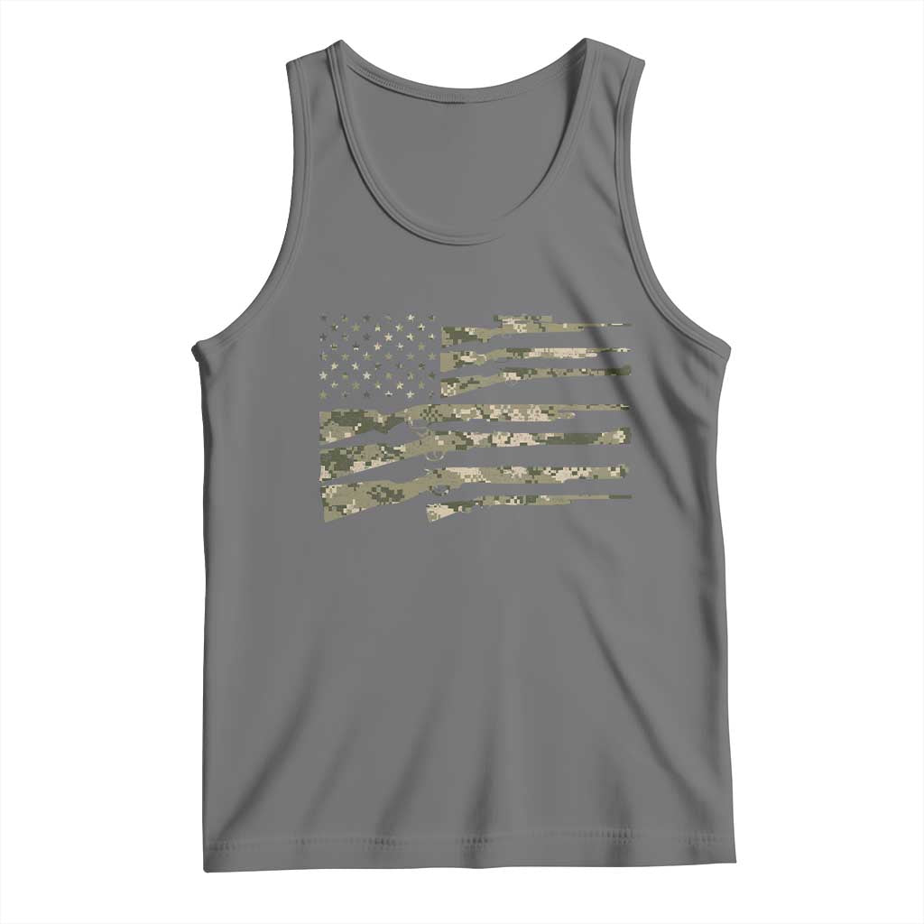 Hunting Guns Vintage Camo American Flag Tank Top TS11 Black Heather Print Your Wear