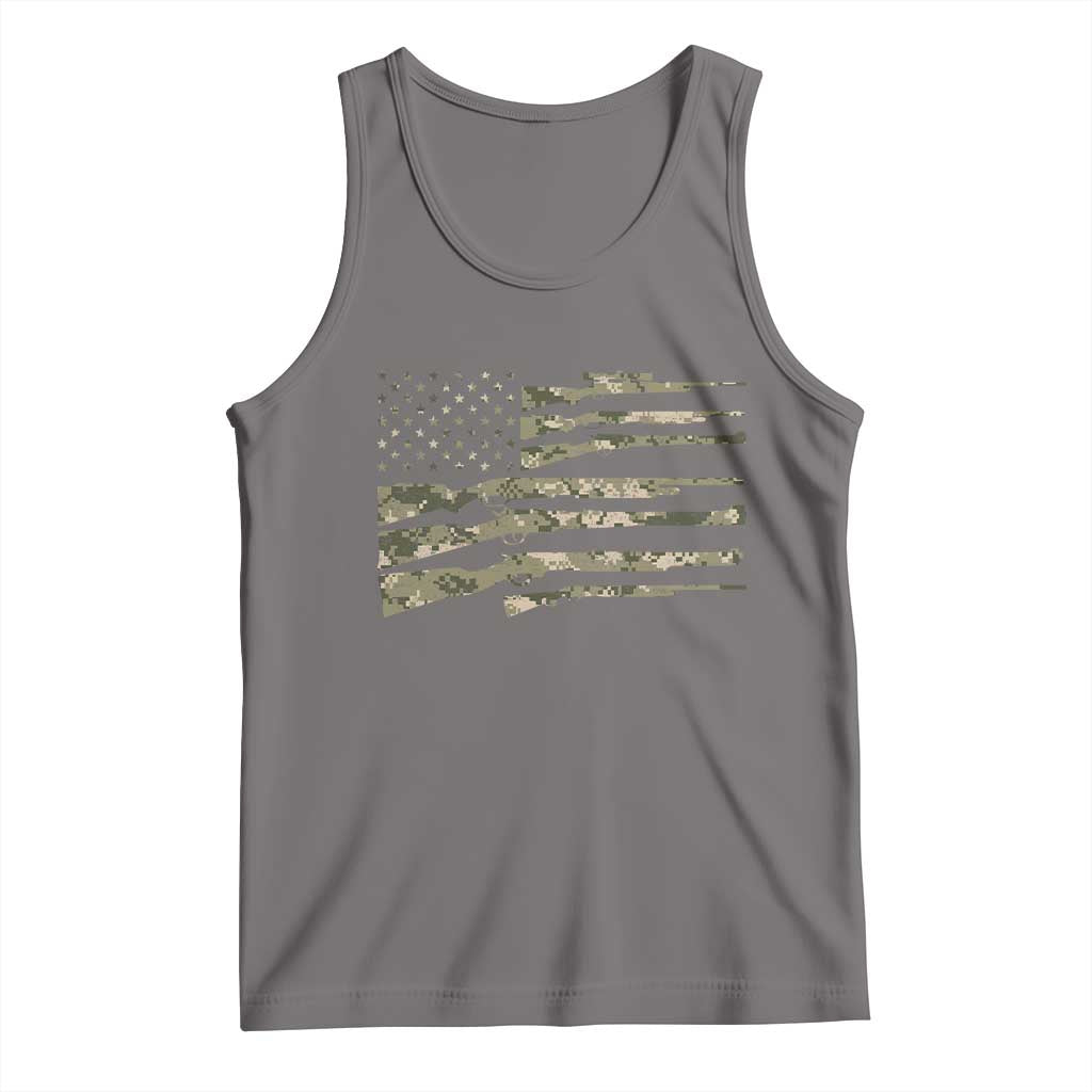 Hunting Guns Vintage Camo American Flag Tank Top TS11 Deep Heather Print Your Wear
