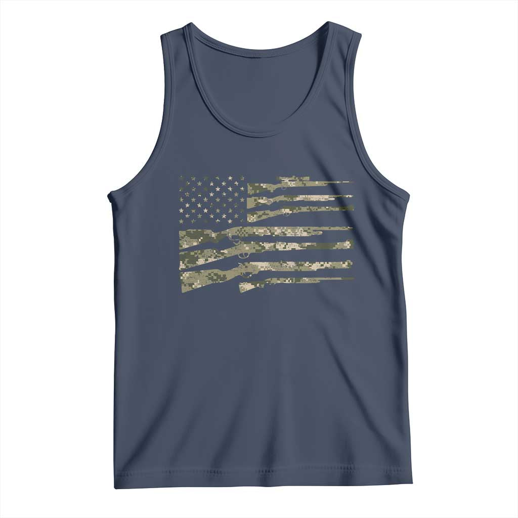 Hunting Guns Vintage Camo American Flag Tank Top TS11 Navy Print Your Wear