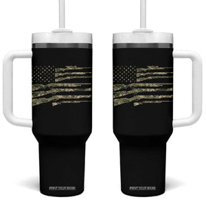 Hunting Guns Vintage Camo American Flag Tumbler With Handle TS11 One Size: 40 oz Black Print Your Wear