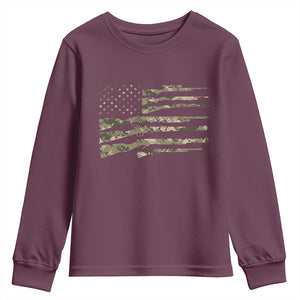 Hunting Guns Vintage Camo American Flag Youth Sweatshirt TS11 Maroon Print Your Wear