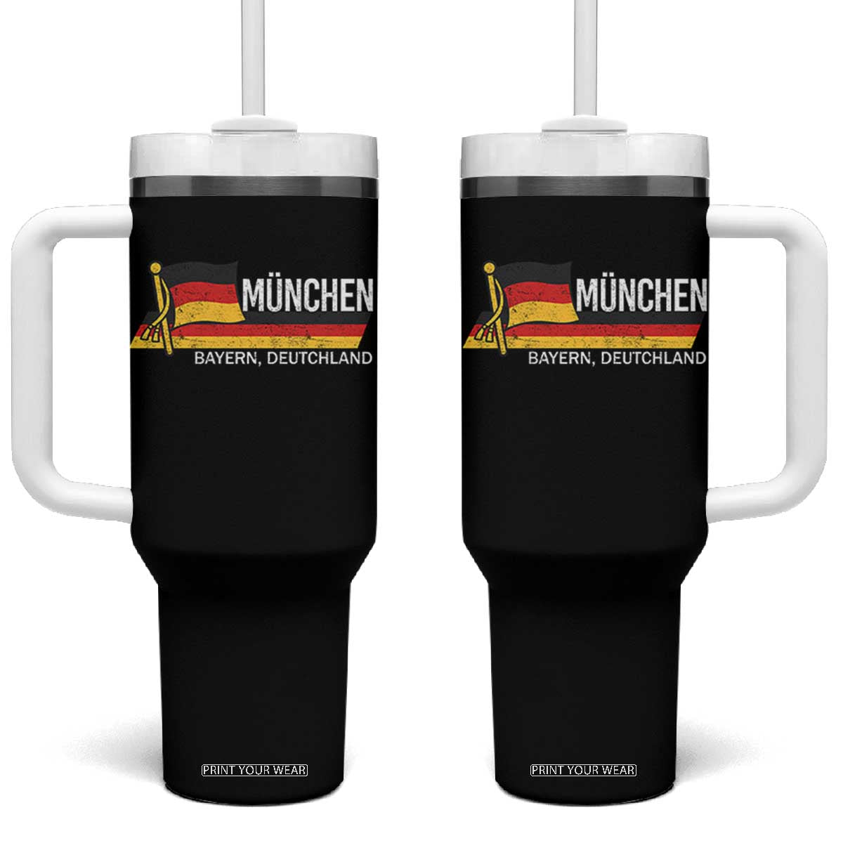 Munchen Bayern German Heritage Pride Germany Flag Tumbler With Handle TS11 One Size: 40 oz Black Print Your Wear