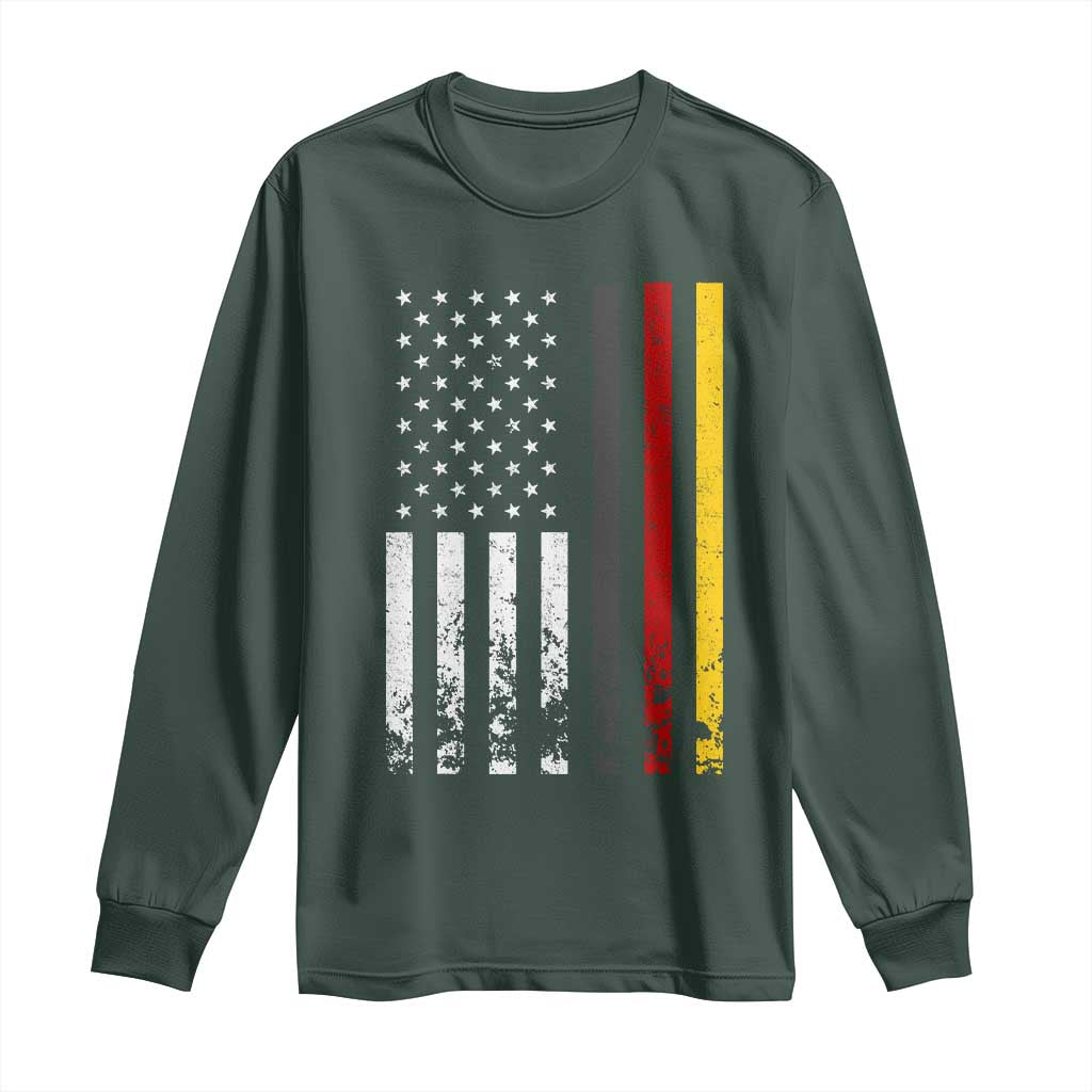 Patriotic Vintage German American Flag Long Sleeve Shirt Germany Heritage Pride TS11 Dark Forest Green Print Your Wear