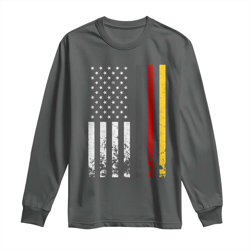 Patriotic Vintage German American Flag Long Sleeve Shirt Germany Heritage Pride TS11 Dark Heather Print Your Wear