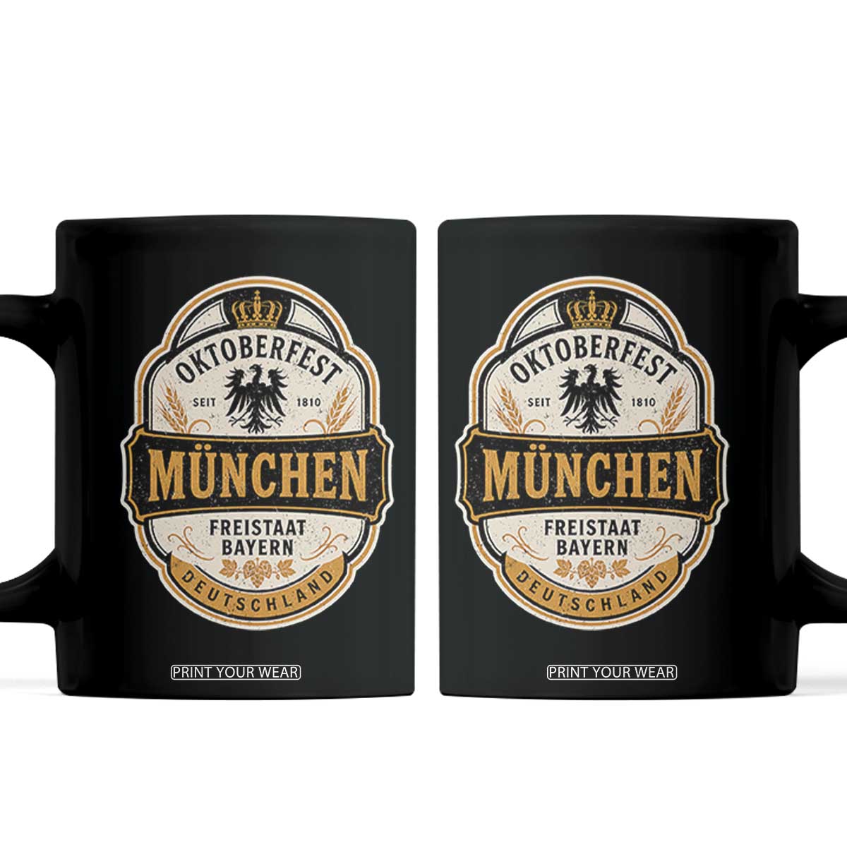 Oktoberfest Munchen Deutschland German Beer Festival Coffee Mug Freistaat Bayern Heraldic Eagle TS11 Black Print Your Wear