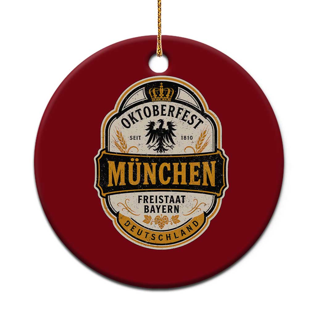 Oktoberfest Munchen Deutschland German Beer Festival Ceramic Ornament Freistaat Bayern Heraldic Eagle TS11 1pc Red Print Your Wear