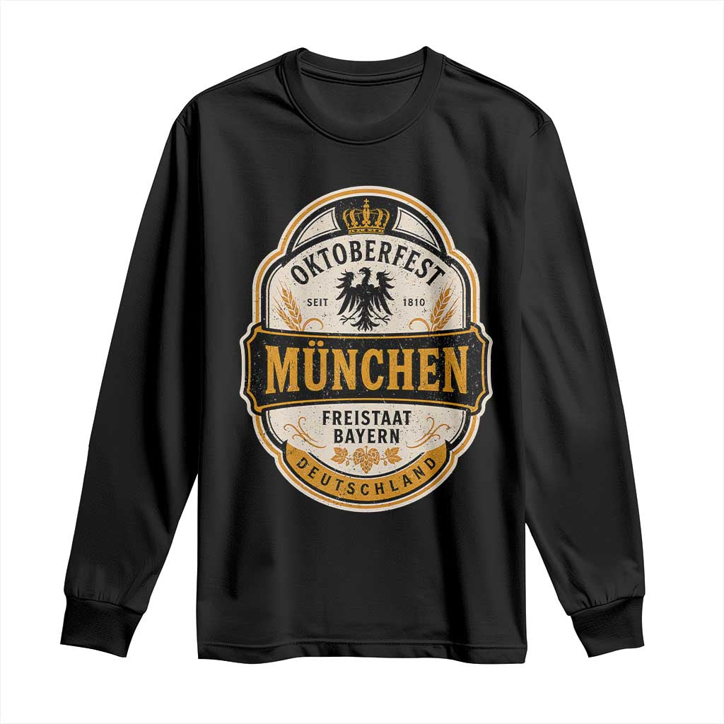 Oktoberfest Munchen Deutschland German Beer Festival Long Sleeve Shirt Freistaat Bayern Heraldic Eagle TS11 Black Print Your Wear