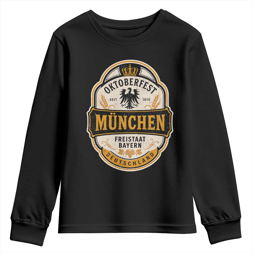Oktoberfest Munchen Deutschland German Beer Festival Youth Sweatshirt Freistaat Bayern Heraldic Eagle TS11 Black Print Your Wear