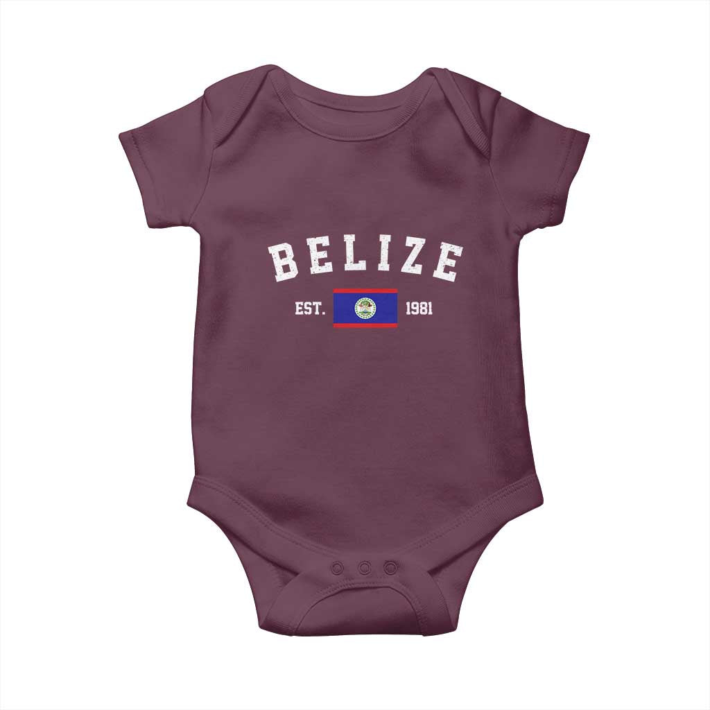 Belize Est 1981 Baby Onesie Vintage Belizean Flag Independence Day