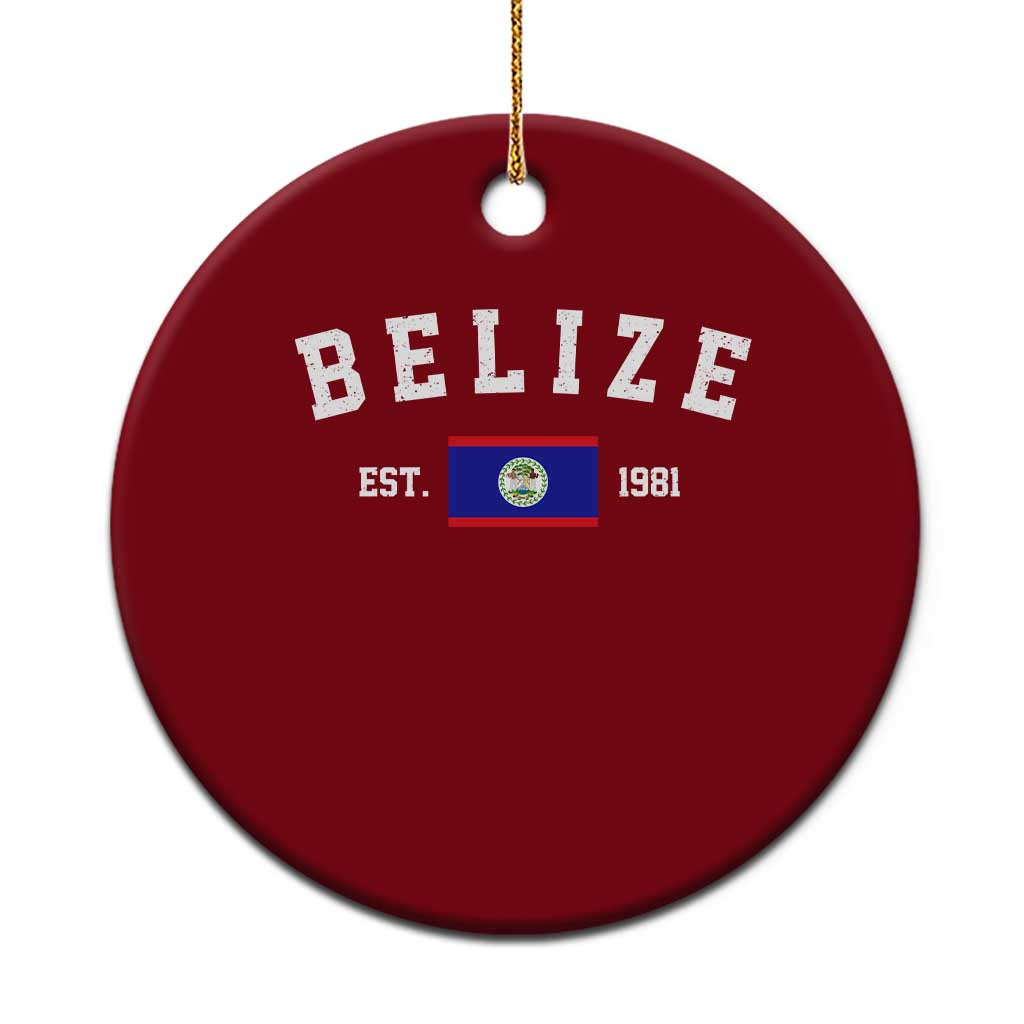 Belize Est 1981 Ceramic Ornament Vintage Belizean Flag Independence Day