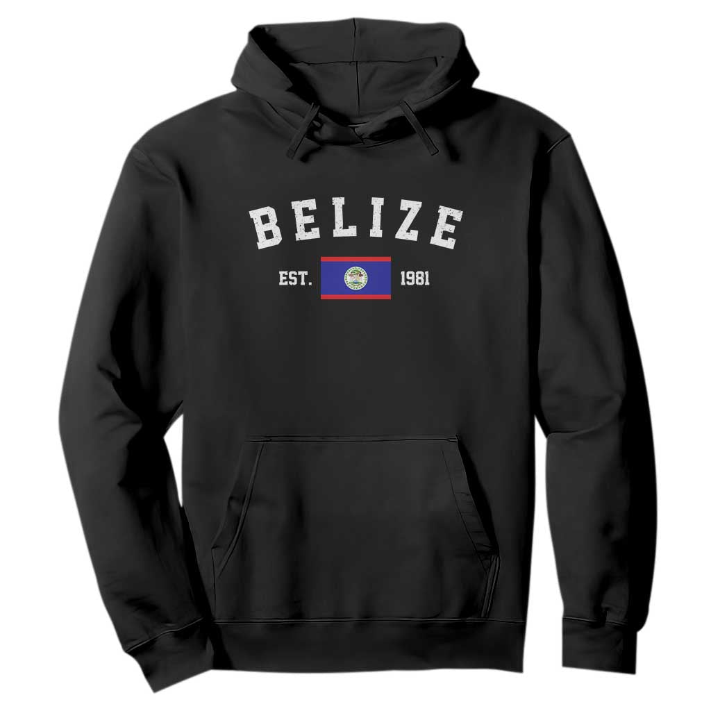 Belize Est 1981 Hoodie Vintage Belizean Flag Independence Day