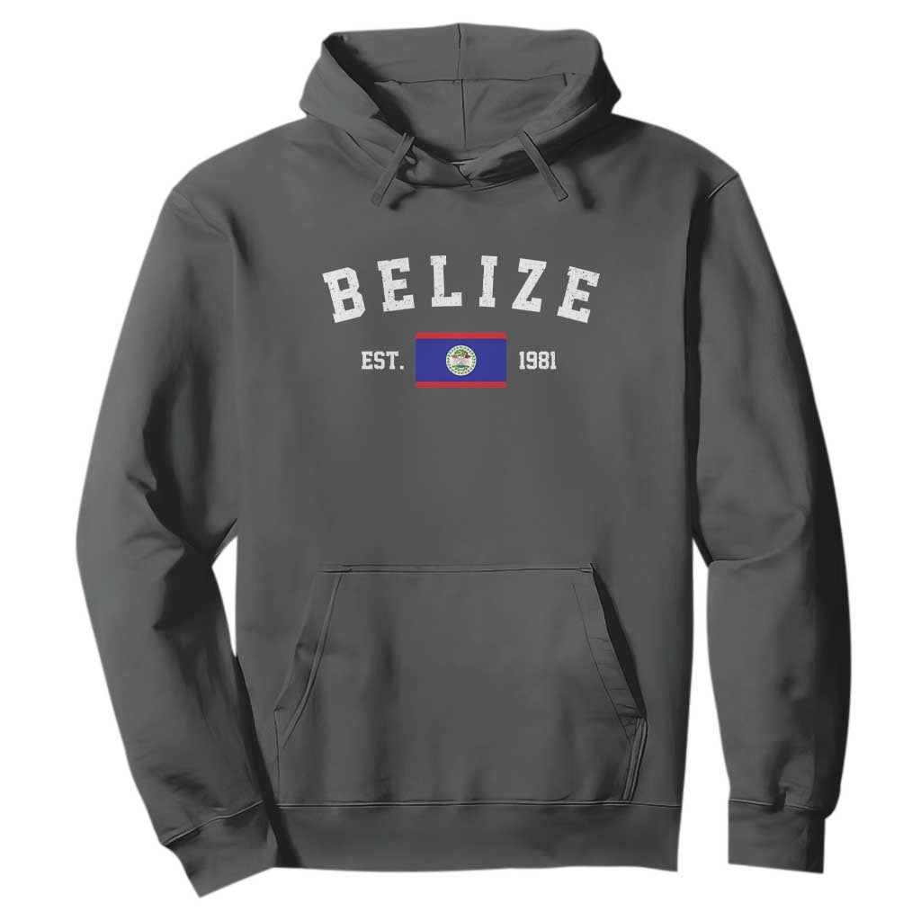 Belize Est 1981 Hoodie Vintage Belizean Flag Independence Day