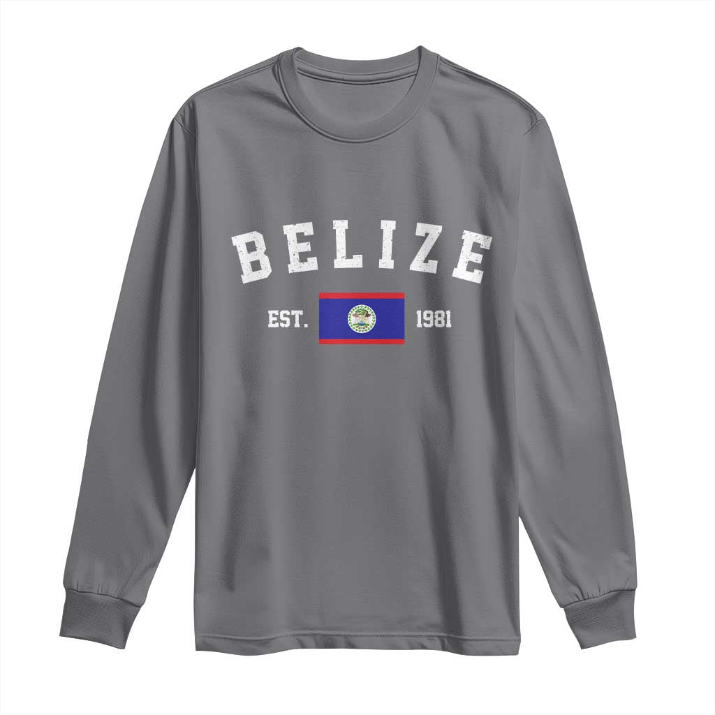 Belize Est 1981 Long Sleeve Shirt Vintage Belizean Flag Independence Day