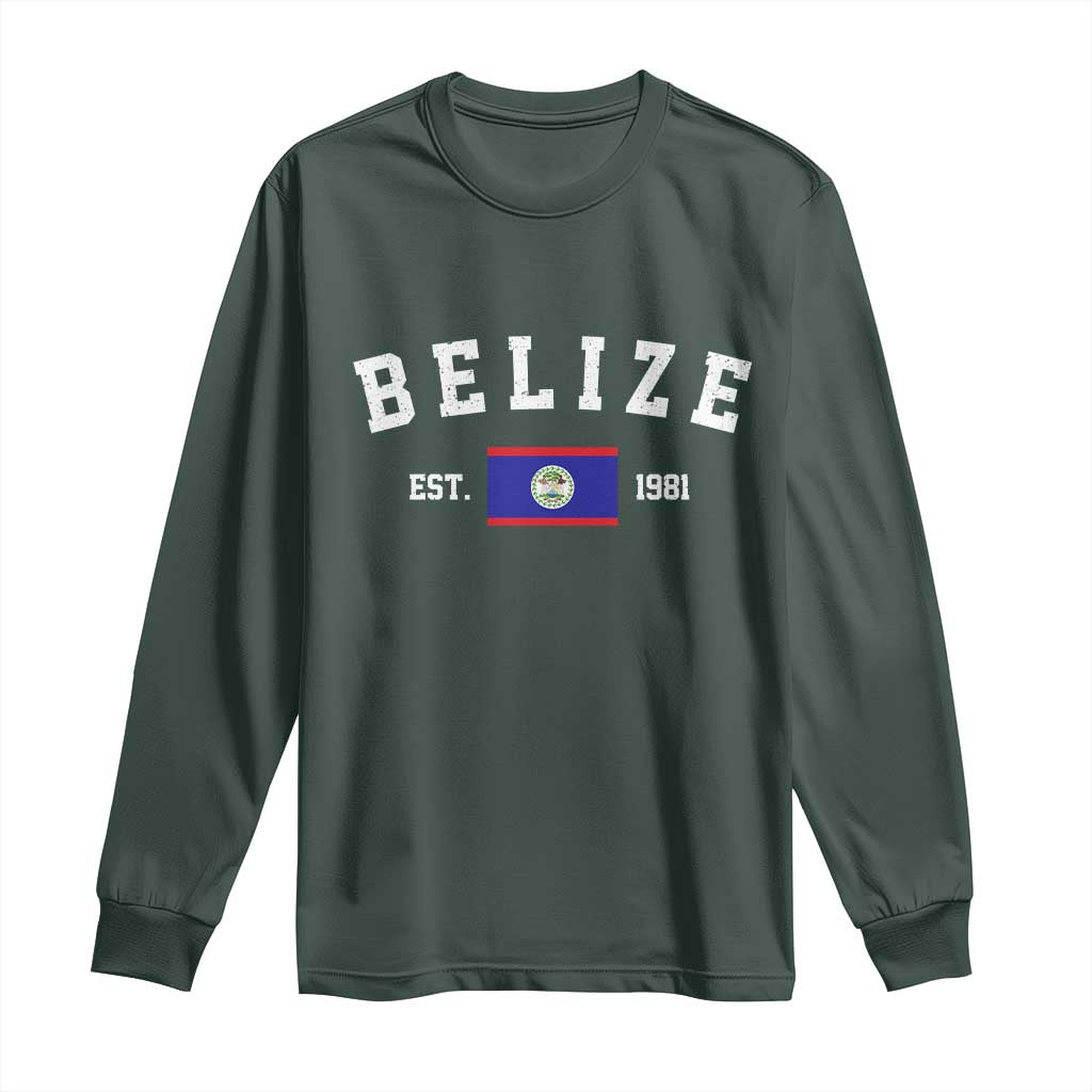 Belize Est 1981 Long Sleeve Shirt Vintage Belizean Flag Independence Day