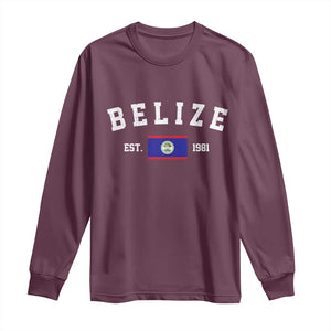 Belize Est 1981 Long Sleeve Shirt Vintage Belizean Flag Independence Day