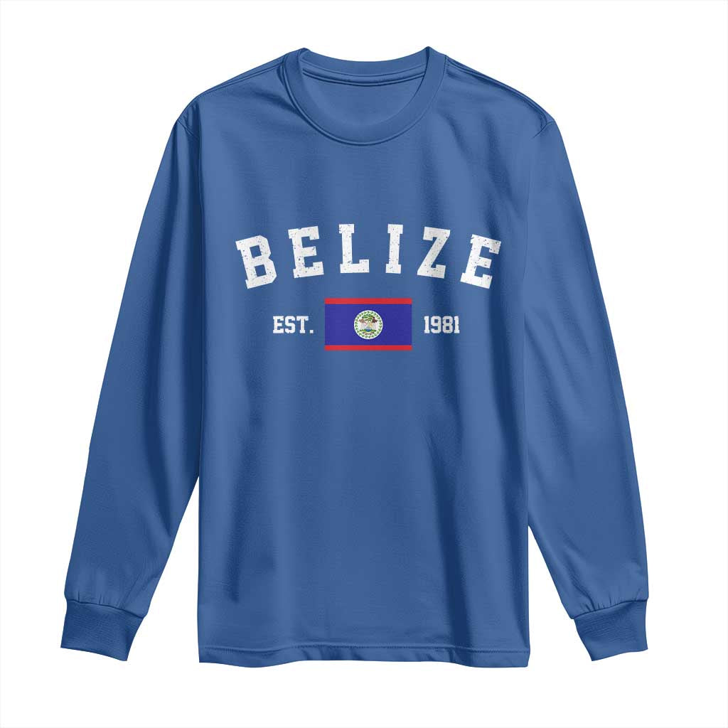 Belize Est 1981 Long Sleeve Shirt Vintage Belizean Flag Independence Day
