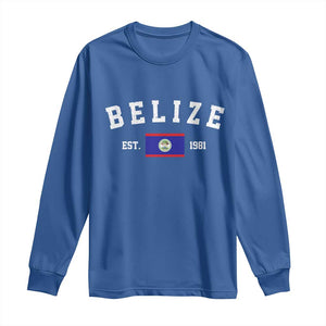 Belize Est 1981 Long Sleeve Shirt Vintage Belizean Flag Independence Day