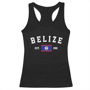 Belize Est 1981 Racerback Tank Top Vintage Belizean Flag Independence Day