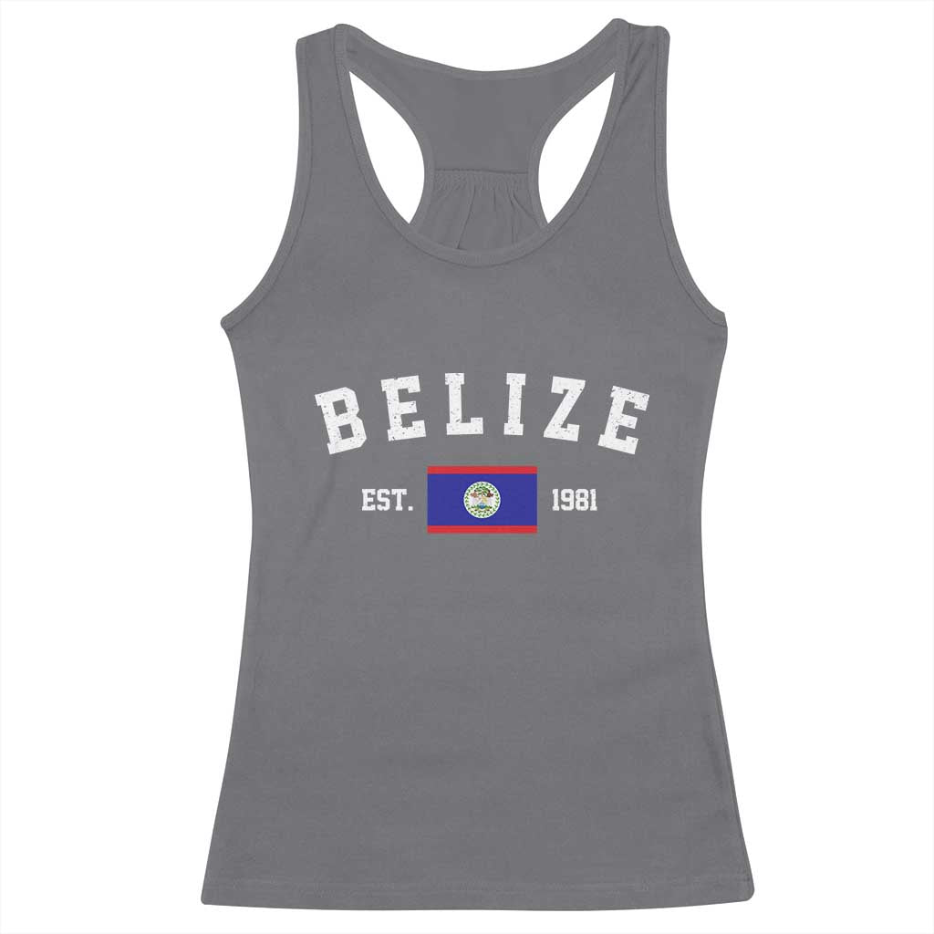 Belize Est 1981 Racerback Tank Top Vintage Belizean Flag Independence Day