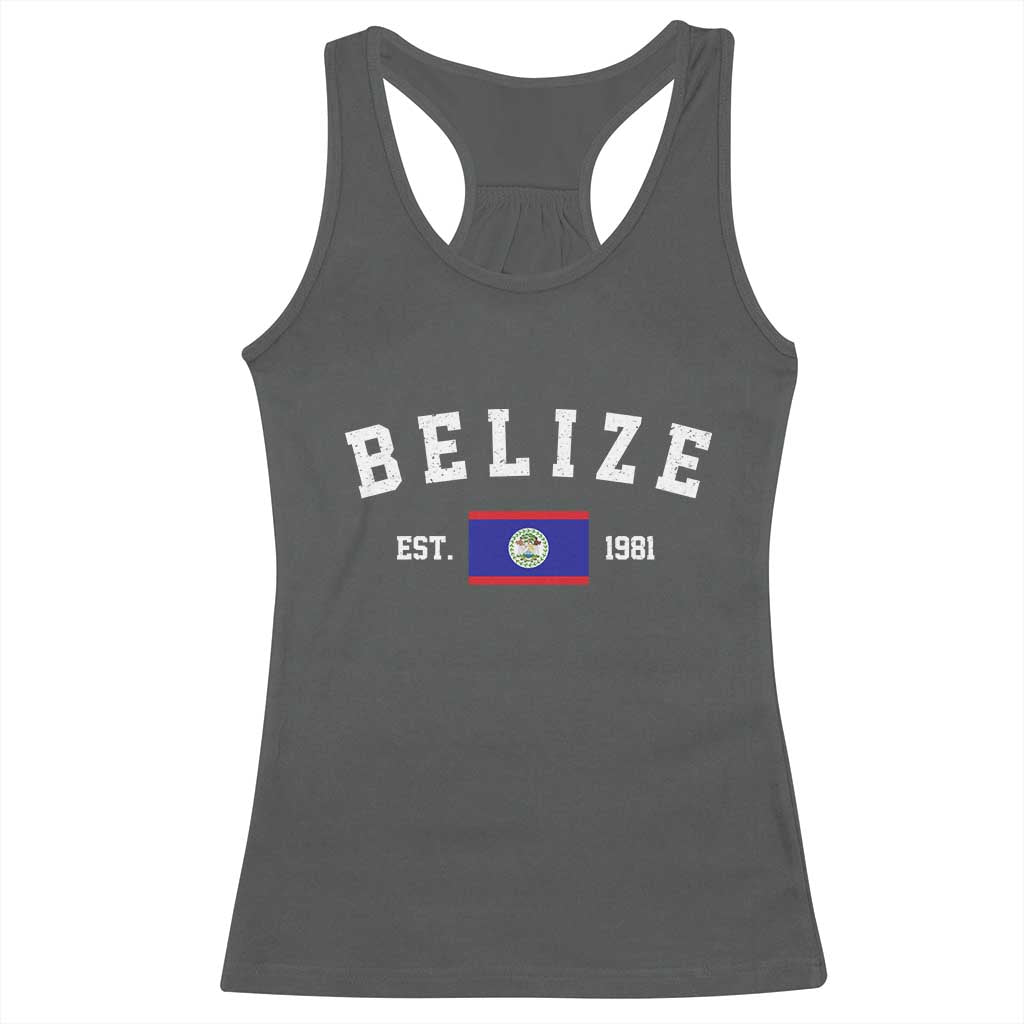 Belize Est 1981 Racerback Tank Top Vintage Belizean Flag Independence Day
