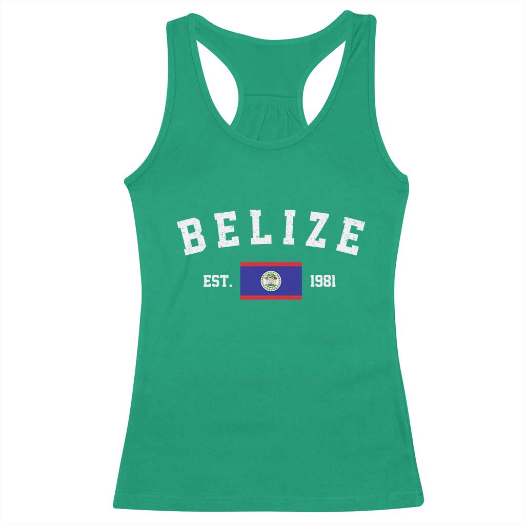 Belize Est 1981 Racerback Tank Top Vintage Belizean Flag Independence Day