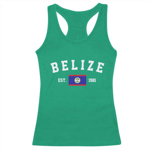 Belize Est 1981 Racerback Tank Top Vintage Belizean Flag Independence Day