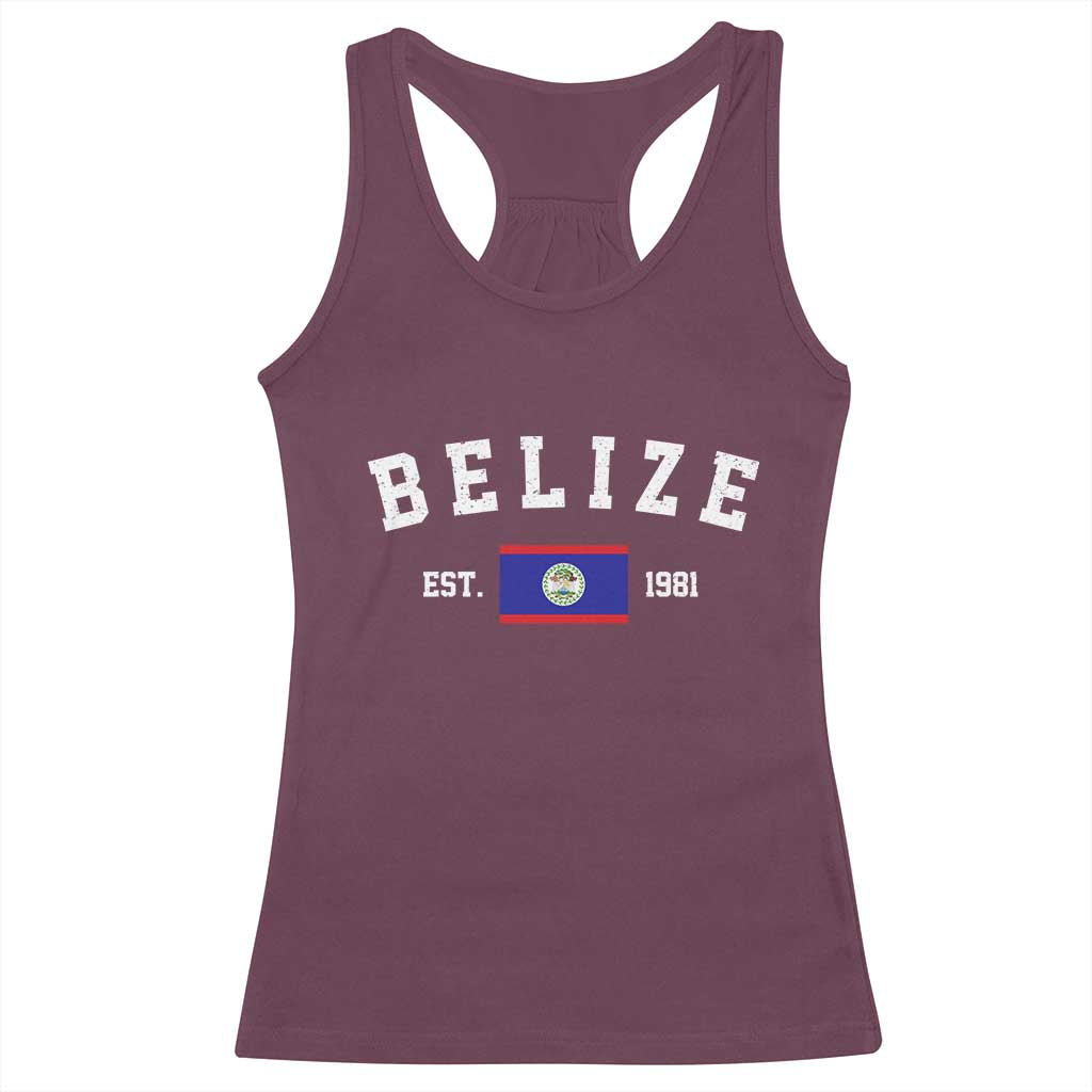 Belize Est 1981 Racerback Tank Top Vintage Belizean Flag Independence Day