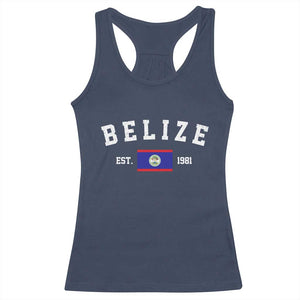 Belize Est 1981 Racerback Tank Top Vintage Belizean Flag Independence Day