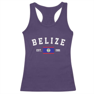 Belize Est 1981 Racerback Tank Top Vintage Belizean Flag Independence Day