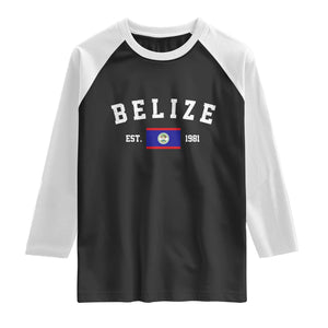 Belize Est 1981 Raglan Shirt Vintage Belizean Flag Independence Day