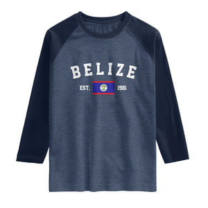 Belize Est 1981 Raglan Shirt Vintage Belizean Flag Independence Day