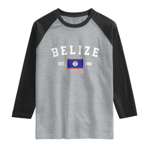 Belize Est 1981 Raglan Shirt Vintage Belizean Flag Independence Day