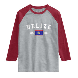 Belize Est 1981 Raglan Shirt Vintage Belizean Flag Independence Day