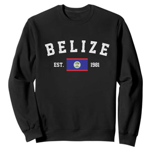 Belize Est 1981 Sweatshirt Vintage Belizean Flag Independence Day