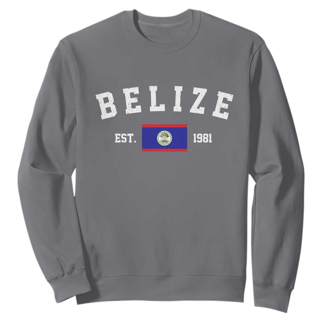 Belize Est 1981 Sweatshirt Vintage Belizean Flag Independence Day