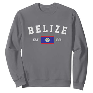 Belize Est 1981 Sweatshirt Vintage Belizean Flag Independence Day