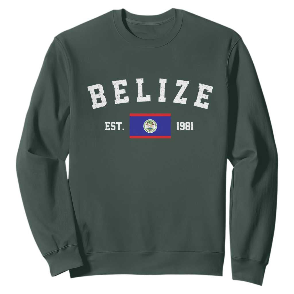 Belize Est 1981 Sweatshirt Vintage Belizean Flag Independence Day