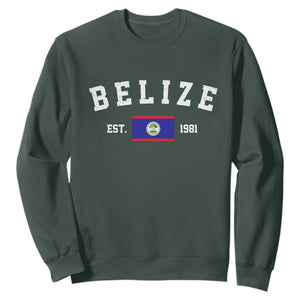 Belize Est 1981 Sweatshirt Vintage Belizean Flag Independence Day