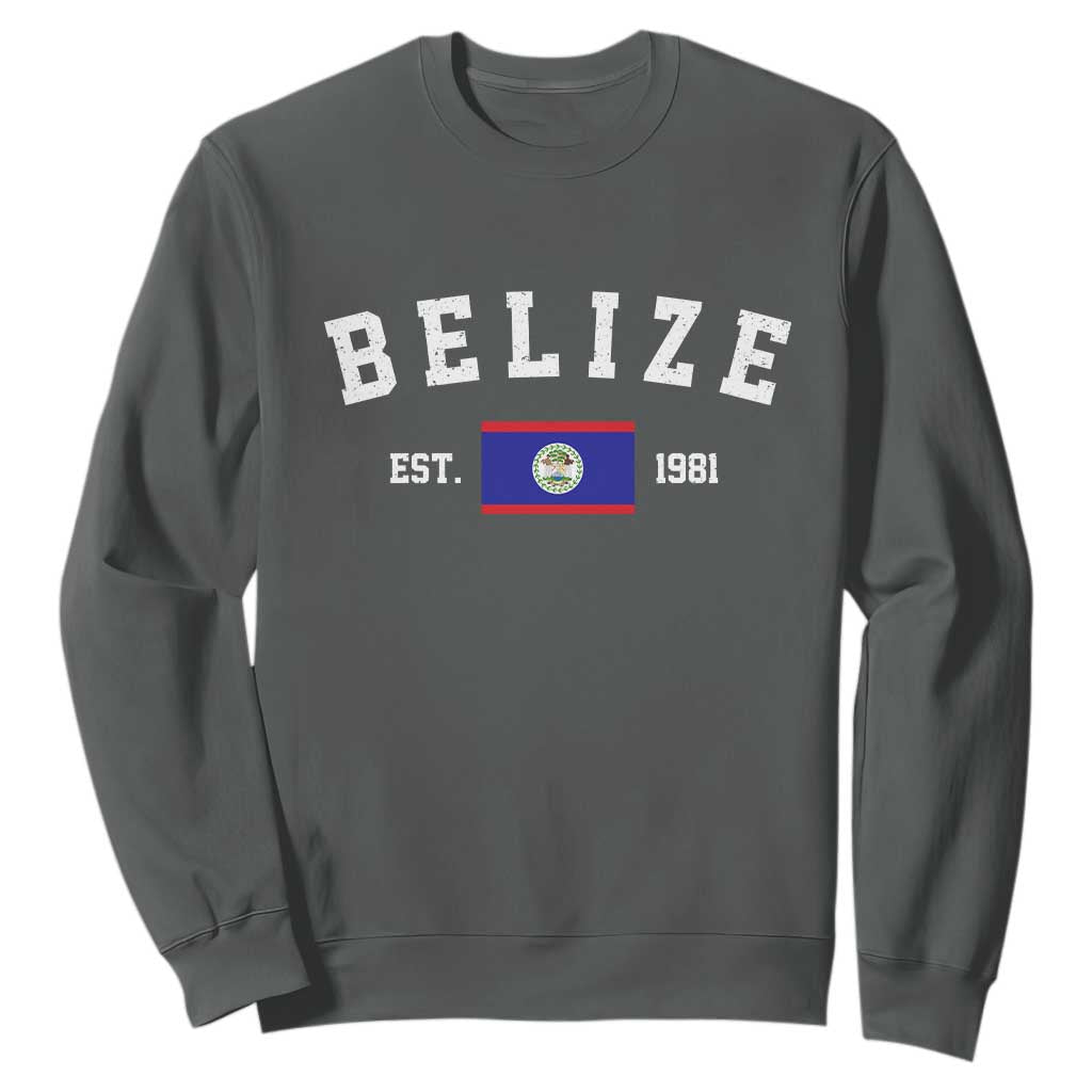 Belize Est 1981 Sweatshirt Vintage Belizean Flag Independence Day