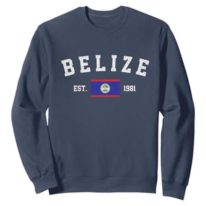 Belize Est 1981 Sweatshirt Vintage Belizean Flag Independence Day