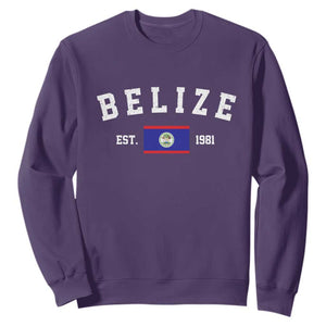 Belize Est 1981 Sweatshirt Vintage Belizean Flag Independence Day