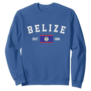Belize Est 1981 Sweatshirt Vintage Belizean Flag Independence Day